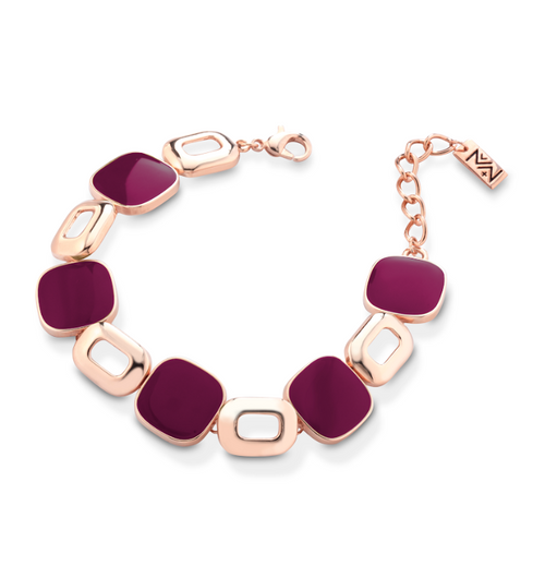 MEWO JEWELS Bracciale con quadrati smaltati viola