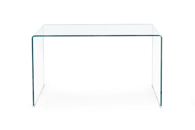 Scrivania "Iride" porta PC con struttura in vetro trasparente 125 X 70 cm per ufficio e cameretta