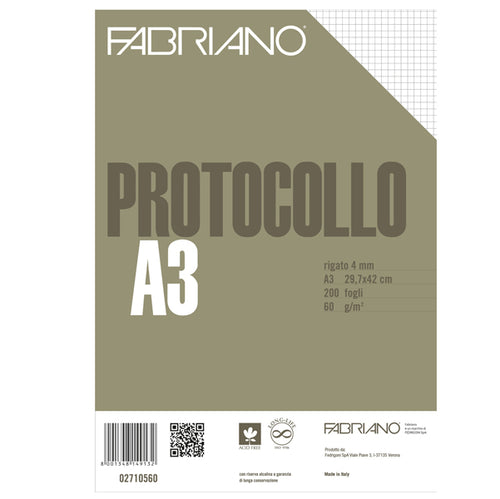 Protocollo 4Mm 200Fg 60Gr F.To A3 Chiuso (21X29,7Cm Fabriano