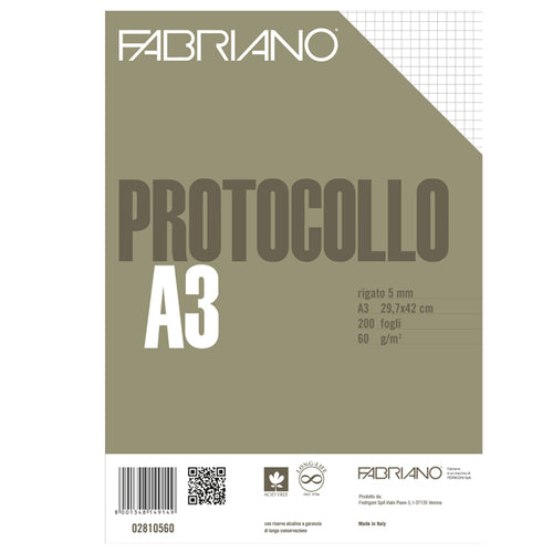 Protocollo 5Mm 200Fg 60Gr F.To A3 Chiuso (21X29,7Cm Fabriano