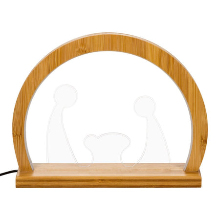 Natività in legno naturale luminosa con led a luce calda "Grotta" decorazione per interno