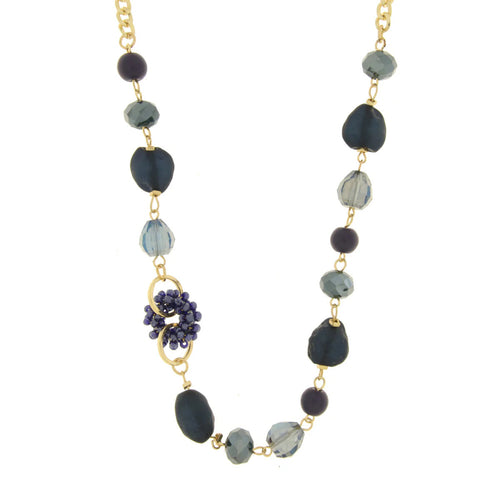 BYSIMON  - Collana in Metallo con pietre e dettaglio in perline blu