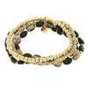 BYSIMON - Bracciale in Metallo multifilo con perline oro e pietre nere