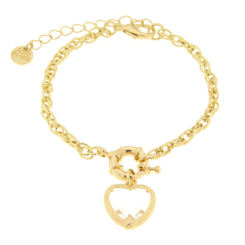 BYSIMON - Bracciale in Metallo con cuore bianco