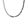 Marlù   Collana catena fish bone con dischetti di onice nera e pietra lavica