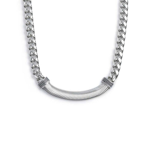 Marlù Collana catena cuban con catena snake piatta centrale