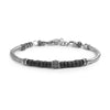 Marlù   Bracciale con catena snake con elemento centrale e dischetti in pietra lavica