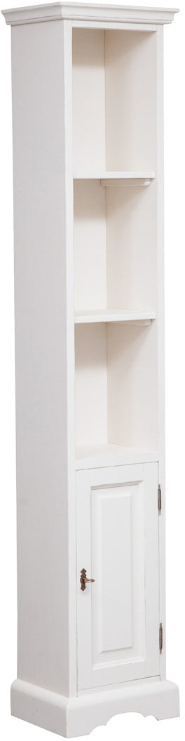 Biscottini Piccola libreria in legno massello di tiglio finitura bianca anticata L40xPR30xH196 cm. Made in Italy