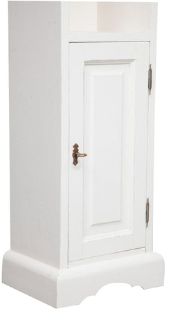 Biscottini Piccola libreria in legno massello di tiglio finitura bianca anticata L40xPR30xH196 cm. Made in Italy