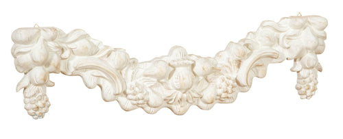 Biscottini SOPRAPORTA IN LEGNO FINITURA BIANCO ANTICATO MADE IN ITALY Fregio realizzato