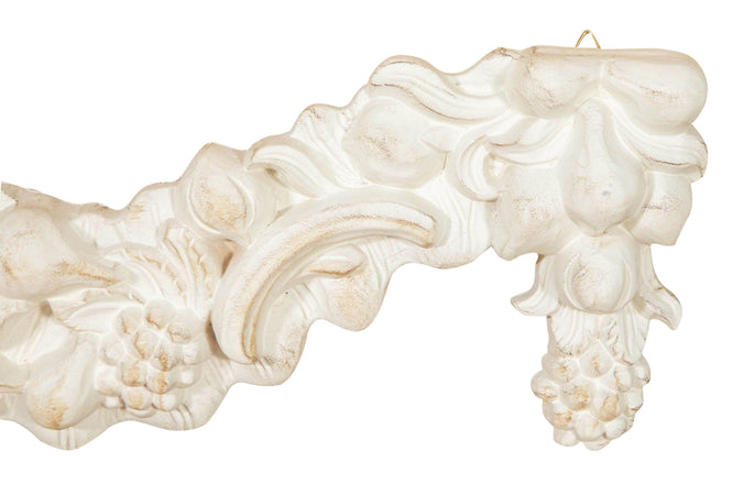 Biscottini SOPRAPORTA IN LEGNO FINITURA BIANCO ANTICATO MADE IN ITALY Fregio realizzato