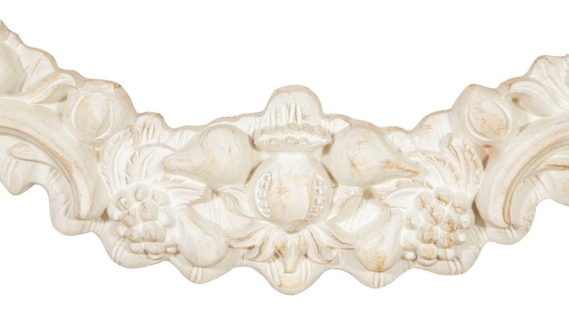 Biscottini SOPRAPORTA IN LEGNO FINITURA BIANCO ANTICATO MADE IN ITALY Fregio realizzato