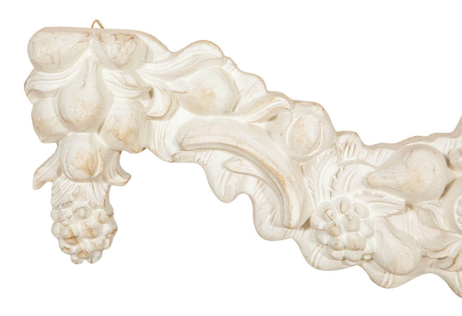 Biscottini SOPRAPORTA IN LEGNO FINITURA BIANCO ANTICATO MADE IN ITALY Fregio realizzato