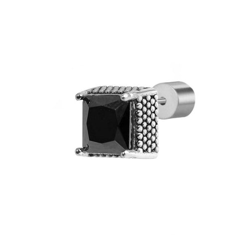 Marlù   Orecchino a lobo con zircone nero quadrato 0,7mm
