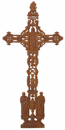 Biscottini Croce in fusione di ghisa finitura ruggine naturale 85x4x175 cm Riproduzione