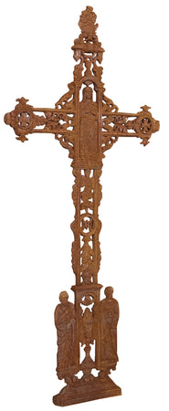 Biscottini Croce in fusione di ghisa finitura ruggine naturale 85x4x175 cm Riproduzione