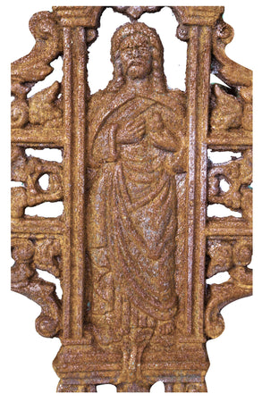 Biscottini Croce in fusione di ghisa finitura ruggine naturale 85x4x175 cm Riproduzione