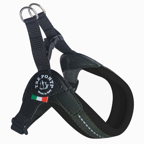 Pettorina Tre Ponti Easy Fit Sottopancia Regolabile Nero per Cani