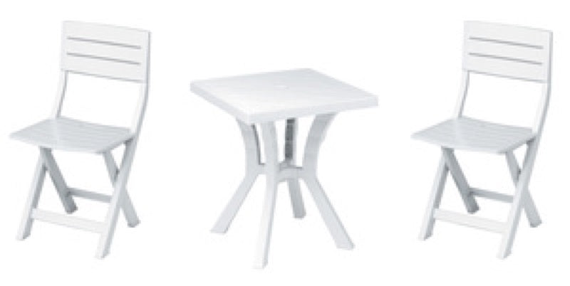 SET DUETTO RESINA TAVOLO + 2 SEDIE BIANCO O TORTORA O ANTRACITE