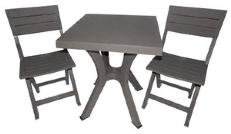 SET DUETTO RESINA TAVOLO + 2 SEDIE BIANCO O TORTORA O ANTRACITE