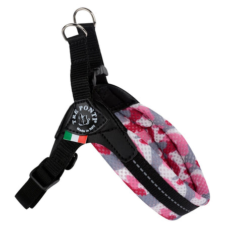 Pettorina Tre Ponti Easy Fit Sottopancia Regolabile Rosa Mimetico per Cani