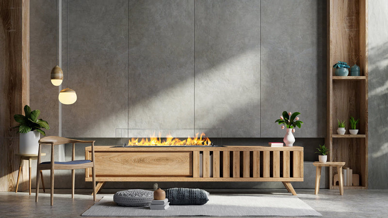 Bruciatore a Bioetanolo in Acciaio con vetri serbatoio da incasso da 1 lt 100 cm