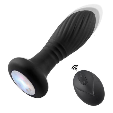 Stimolatore anal plug anale in silicone con luci LED colorate e caricatore USB magnetico