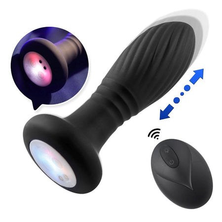 Stimolatore anal plug anale in silicone con luci LED colorate e caricatore USB magnetico