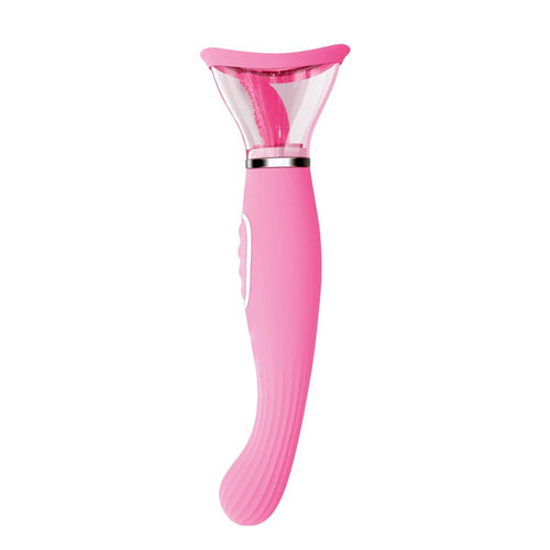 Pompa vaginale vibrante automatica in silicone con lingua stimolante clitoride ricaricabile USB