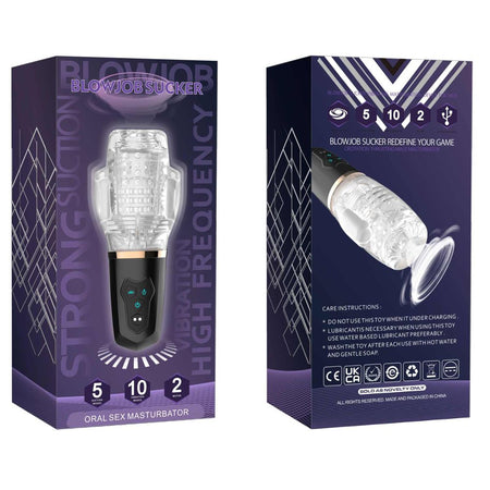 Masturbatore vibratore maschile vibrante con 10 modalità di vibrazione e 4 di aspirazione in TPE ricaricabile USB