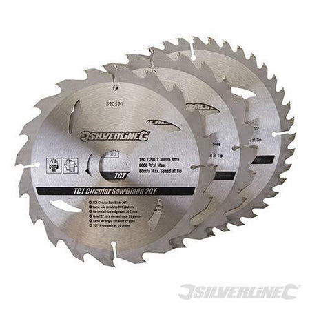 Silverline Lame per seghe circolari in TCT da 20 24 40 denti 3p.zi Silverline