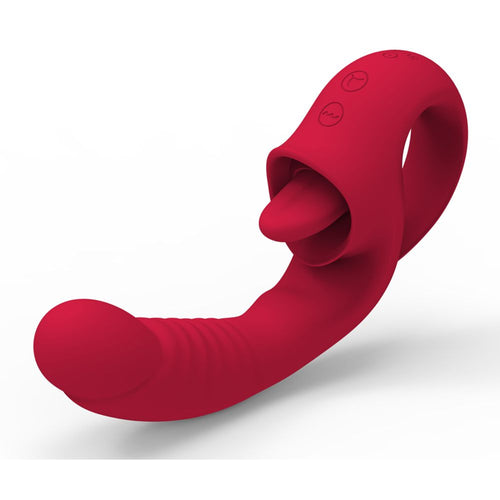 Vibratore in silicone punto G rabbit con lingua e ovulo vibrante 10 funzioni di vibrazione ricaricabile USB