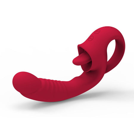 Vibratore in silicone punto G rabbit con lingua e ovulo vibrante 10 funzioni di vibrazione ricaricabile USB
