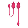 Rosa vibratore in silicone con lingua e ovulo vibrante 10 funzioni di vibrazione ricaricabile USB