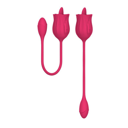 Rosa vibratore in silicone con lingua e ovulo vibrante 10 funzioni di vibrazione ricaricabile USB