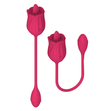 Rosa vibratore in silicone con lingua e ovulo vibrante 10 funzioni di vibrazione ricaricabile USB