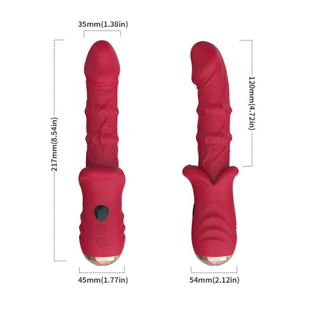 Vibratore realistico di design per il punto G silenzioso in silicone rosso ricaricabile USB