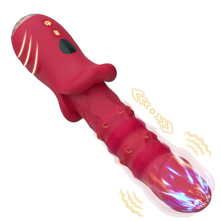 Vibratore realistico di design per il punto G silenzioso in silicone rosso ricaricabile USB