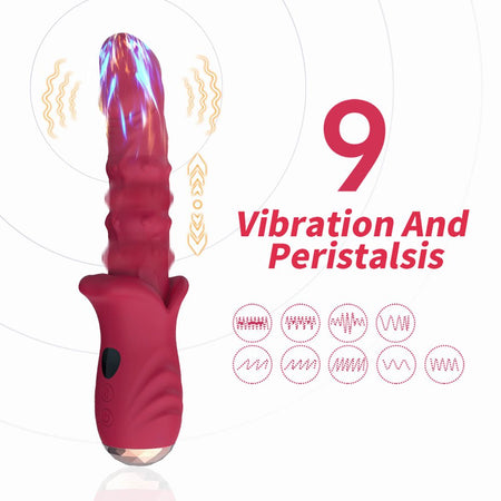 Vibratore realistico di design per il punto G silenzioso in silicone rosso ricaricabile USB