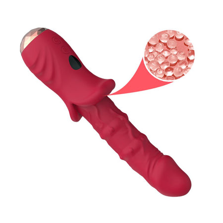 Vibratore realistico di design per il punto G silenzioso in silicone rosso ricaricabile USB