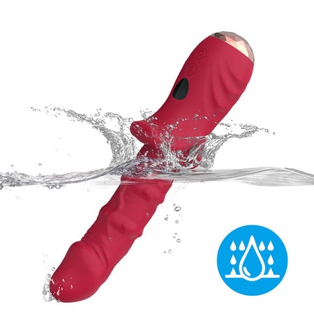 Vibratore realistico di design per il punto G silenzioso in silicone rosso ricaricabile USB