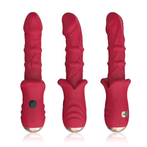 Vibratore realistico di design per il punto G silenzioso in silicone rosso ricaricabile USB