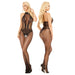 SOFTLINE tutina catsuit elasticizzata bodystocking nero con motivo floreale taglia unica S-L