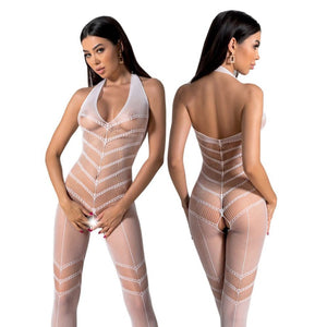 PASSION tutina catsuit intima bianca sexy lingerie BS100 white taglia unica