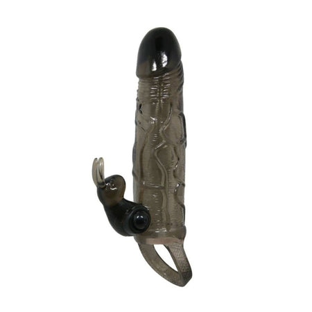Guaina prolunga per il pene con anello per testicoli e stimolatore del clitoride rabbit colore nero