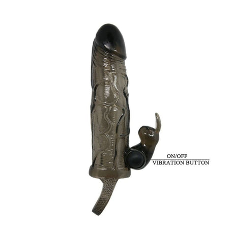 Guaina prolunga per il pene con anello per testicoli e stimolatore del clitoride rabbit colore nero