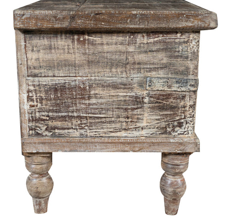 Biscottini Cassapanca Biscottini Legno Teak Decapata Baule Contenitore Panca 137x41x47