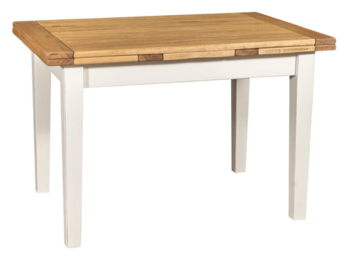 Biscottini Tavolo Country allungabile in legno massello di tiglio struttura bianca anticata piano naturale Made in Italy