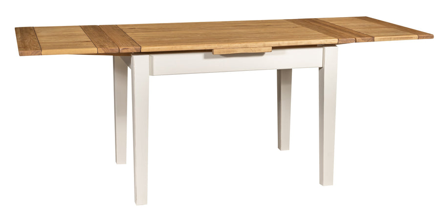 Biscottini Tavolo Country allungabile in legno massello di tiglio struttura bianca anticata piano naturale Made in Italy