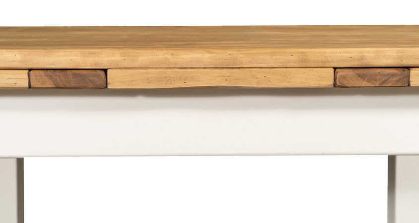 Biscottini Tavolo Country allungabile in legno massello di tiglio struttura bianca anticata piano naturale Made in Italy